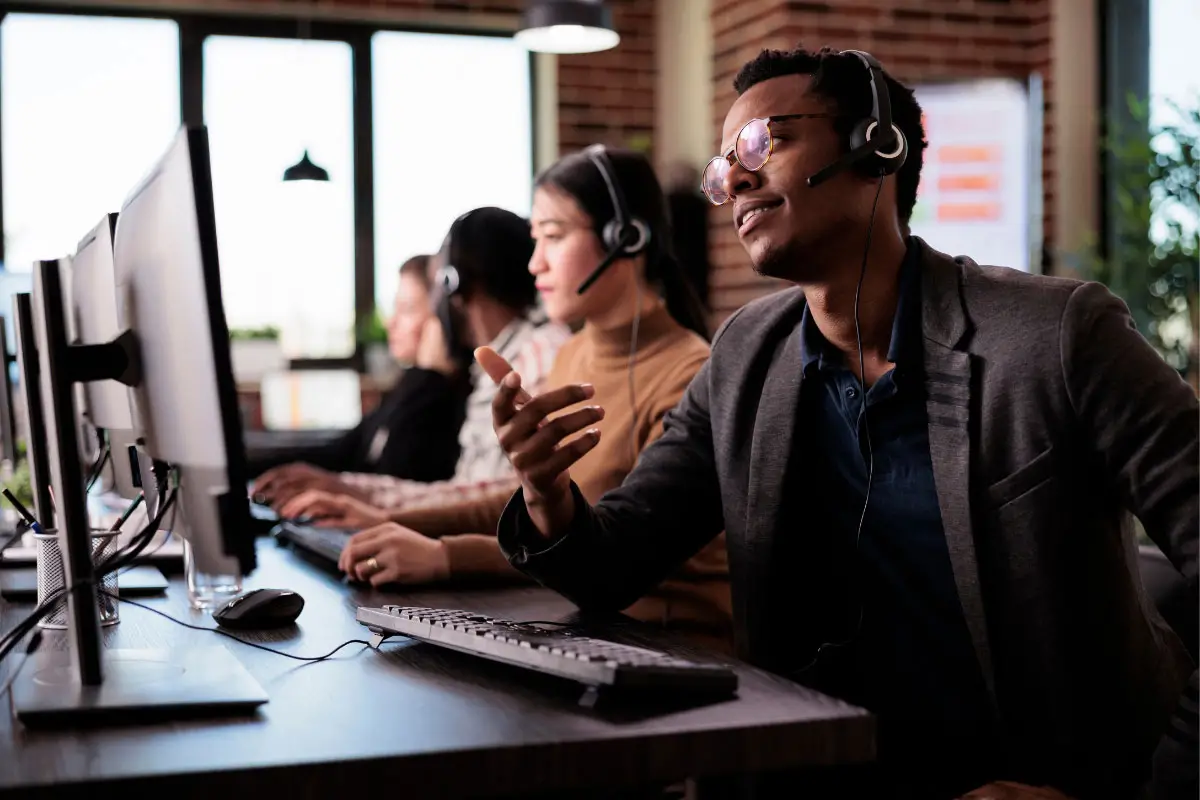 engaged customer service representative on the phone